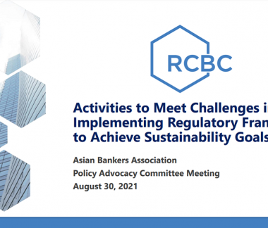 ABA Position Paper on Activities to Meet Challenges in Implementing Regulatory Framework to Achieve Sustainability Goals